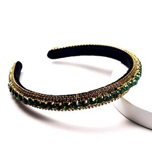 ZORAYA II Rhinestones Preppy Headband GREEN/GOLD